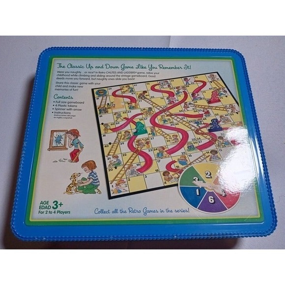 Rare - Vintage Chutes And Ladders Board Game 2008 - Blue Plastic Box Set (11B2) - Picture 7 of 8